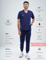 Customizable ORLIN NAVY - MLite Fabric / V NECK / Jogger Pant / 2 way Stretch(MaleFullset) MKZ158