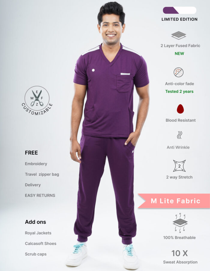 Customizable MERLOT WINE LIMITED EDITION - MLite Fabric / V Neck / Jogger Pant / 2 way Stretch(MaleFullset) MKZ144 - Image 1