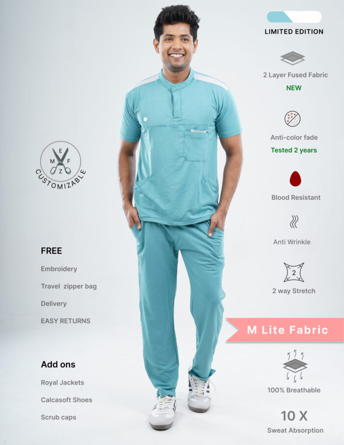 Customizable HYLORA TEAL LIMITED EDITION - MLite Fabric / Mandarin Collar / Straight Pant / 2 way Stretch(MaleFullset) MKZ173 - Image 1