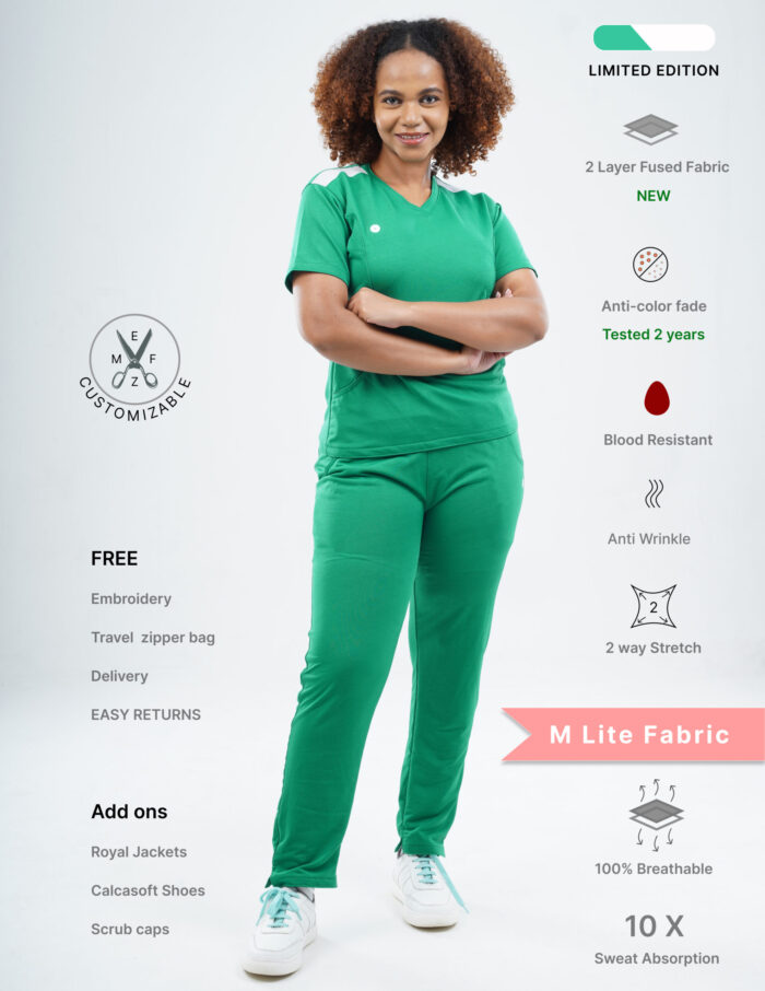 Customizable TECTOGREEN LIMITED EDITION - MLite Fabric / V Neck / Straight Pant / 2 way Stretch(FemaleFullset) MKZ24 - Image 1