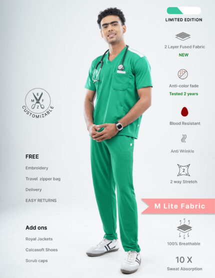 Customizable TECTOGREEN LIMITED EDITION - MLite Fabric / V Neck / Straight Pant / 2 way Stretch(MaleFullset) MKZ153