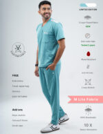 Customizable HYLORA TEAL LIMITED EDITION - MLite Fabric / V Neck / Straight Pant / 2 way Stretch(MaleFullset) MKZ169