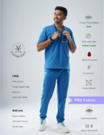 Customizable DODGER BLUE - PRO Fabric / V Neck / Jogger Pant / 4 way Stretch(MaleFullset) MKZ130