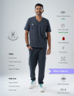 Customizable ANCHOR GREY - PRO Fabric / V Neck / Jogger Pant / 4 way Stretch(MaleFullset) MKZ133