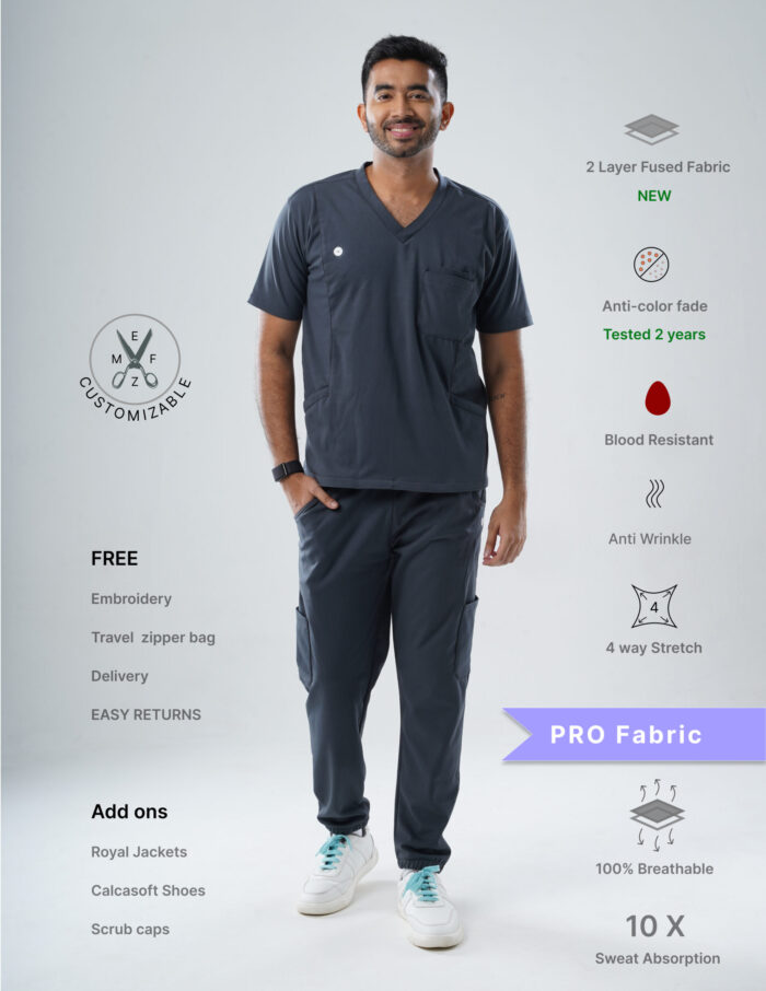 Customizable ANCHOR GREY - PRO Fabric / V Neck / Jogger Pant / 4 way Stretch(MaleFullset) MKZ133 - Image 1