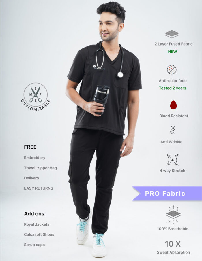 Customizable VANTA BLACK - PRO Fabric / V Neck / Jogger Pant / 4 way Stretch(MaleFullset) MKZ136 - Image 1