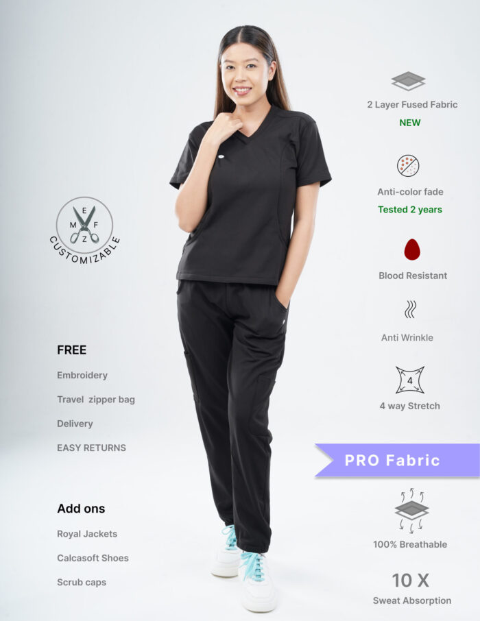 Customizable VANTA BLACK - PRO Fabric / V Neck / Jogger Pant / 4 way Stretch(FemaleFullset) MKZ9 - Image 1