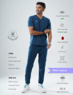 Customizable PRUSSIAN BLUE - PRO Fabric / V Neck / Jogger Pant / 4 way Stretch(MaleFullset) MKZ127