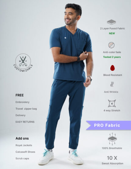 Customizable PRUSSIAN BLUE - PRO Fabric / V Neck / Jogger Pant / 4 way Stretch(MaleFullset) MKZ127