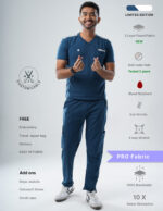 Customizable PRUSSIAN BLUE LIMITED EDITION - PRO Fabric / V Neck / Straight Pant / 4 way Stretch(MaleFullset) MKZ129