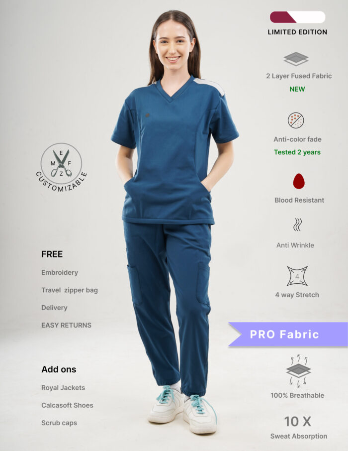 Customizable PRUSSIAN BLUE LIMITED EDITION - PRO Fabric / V Neck / Jogger Pant / 4 way Stretch(FemaleFullset) MKZ2 - Image 5