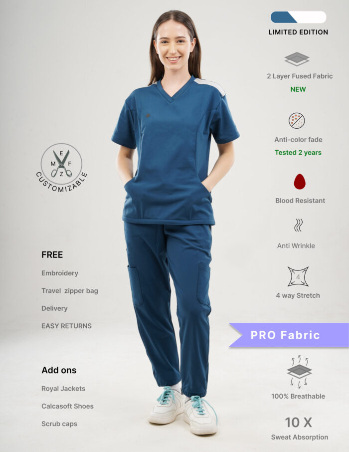 Customizable PRUSSIAN BLUE LIMITED EDITION - PRO Fabric / V Neck / Jogger Pant / 4 way Stretch(FemaleFullset) MKZ2 - Image 1