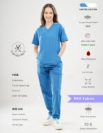 Customizable DODGER BLUE LIMITED EDITION - PRO Fabric / V Neck / Jogger Pant / 4 way Stretch(FemaleFullset) MKZ5