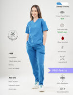 Customizable DODGER BLUE LIMITED EDITION - PRO Fabric / V Neck / Straight Pant / 4 way Stretch(FemaleFullset) MKZ254