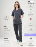 Customizable ANCHOR GREY LIMITED EDITION - PRO Fabric / V Neck / Jogger Pant / 4 way Stretch(FemaleFullset) MKZ7