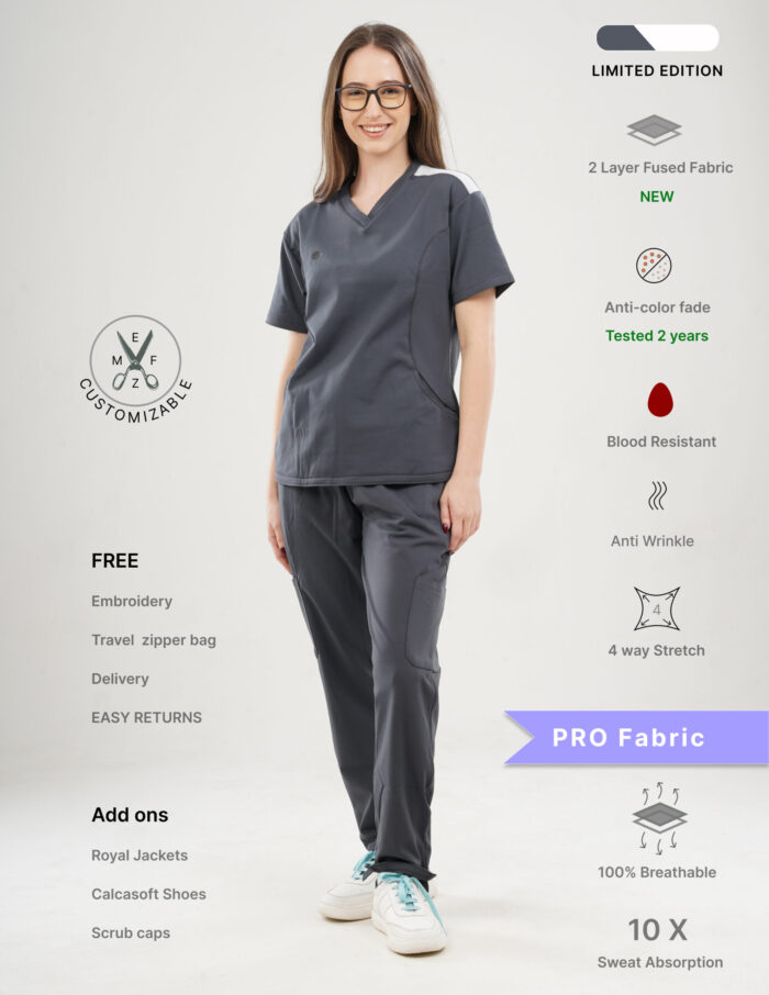 Customizable ANCHOR GREY LIMITED EDITION - PRO Fabric / V Neck / Straight Pant / 4 way Stretch(FemaleFullset) MKZ8 - Image 1
