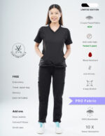 Customizable VANTA BLACK LIMITED EDITION - PRO Fabric / V Neck / Straight Pant / 4 way Stretch(FemaleFullset) MKZ11