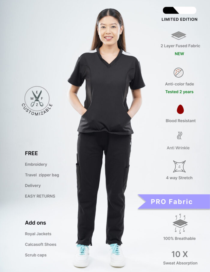 Customizable VANTA BLACK LIMITED EDITION - PRO Fabric / V Neck / Straight Pant / 4 way Stretch(FemaleFullset) MKZ11 - Image 1
