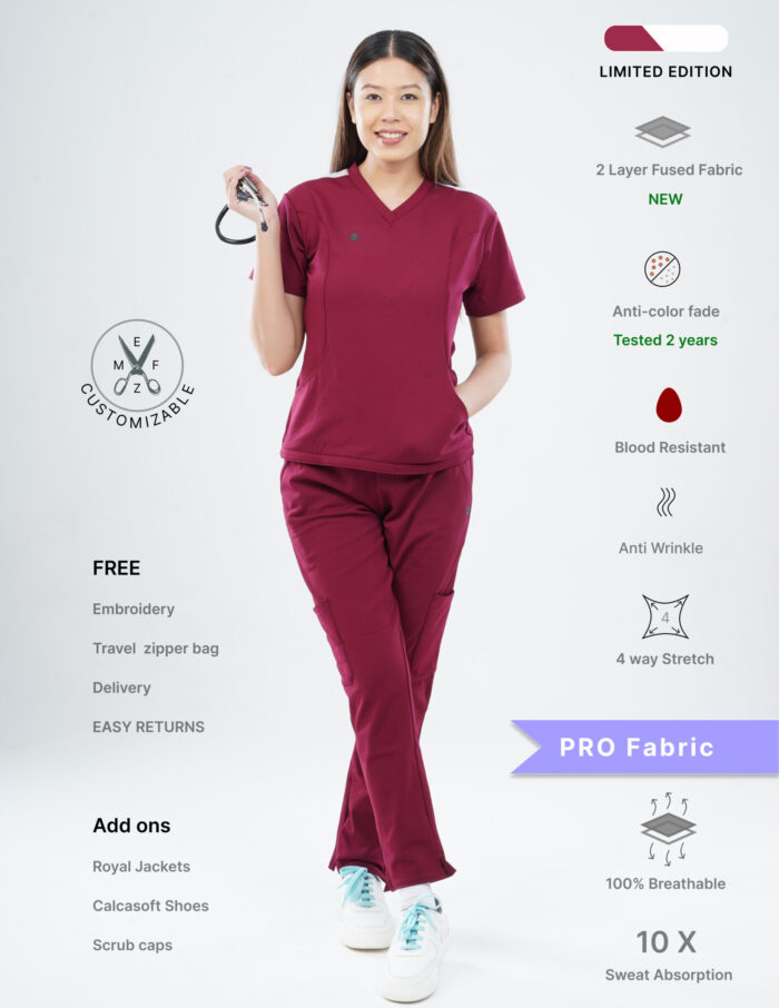 Customizable CARMINE RED LIMITED EDITION - PRO Fabric / V Neck / Straight Pant / 4 way Stretch(FemaleFullset) MKZ14 - Image 1