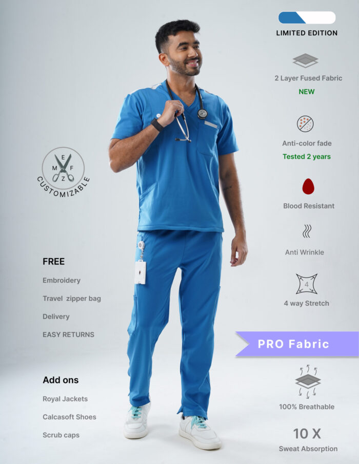 Customizable DODGER BLUE LIMITED EDITION - PRO Fabric / V Neck / Straight Pant / 4 way Stretch(MaleFullset) MKZ132 - Image 1