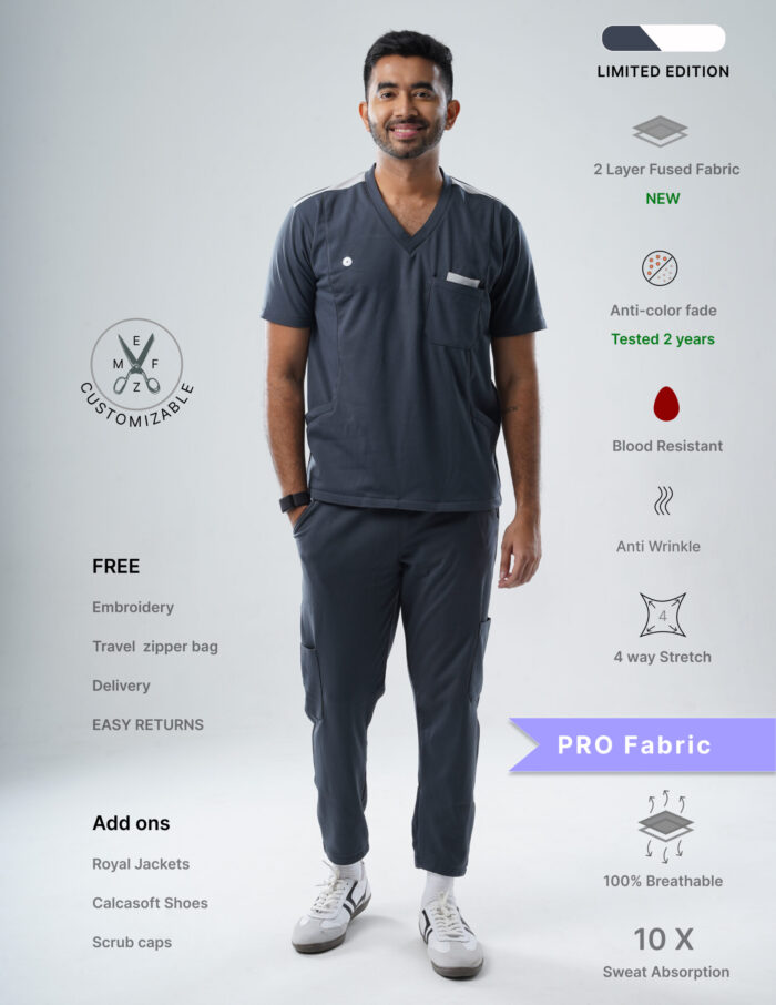Customizable ANCHOR GREY LIMITED EDITION - PRO Fabric / V Neck / Jogger Pant / 4 way Stretch(MaleFullset) MKZ134 - Image 1