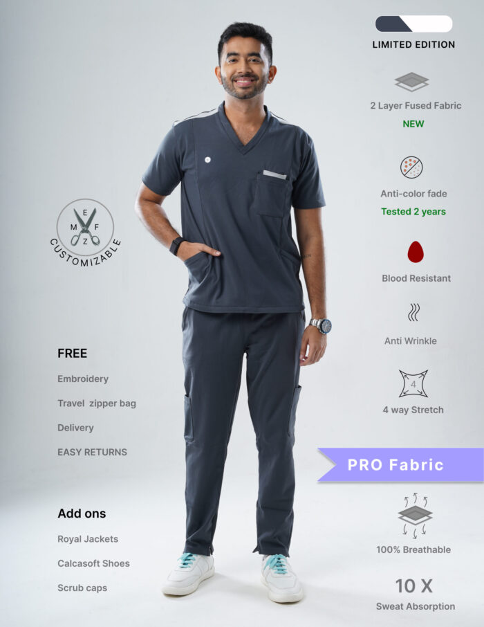 Customizable ANCHOR GREY LIMITED EDITION - PRO Fabric / V Neck / Straight Pant / 4 way Stretch(MaleFullset) MKZ135 - Image 1