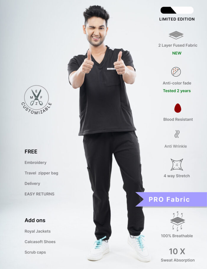 Customizable VANTA BLACK LIMITED EDITION - PRO Fabric / V Neck / Jogger Pant / 4 way Stretch(MaleFullset) MKZ137 - Image 1