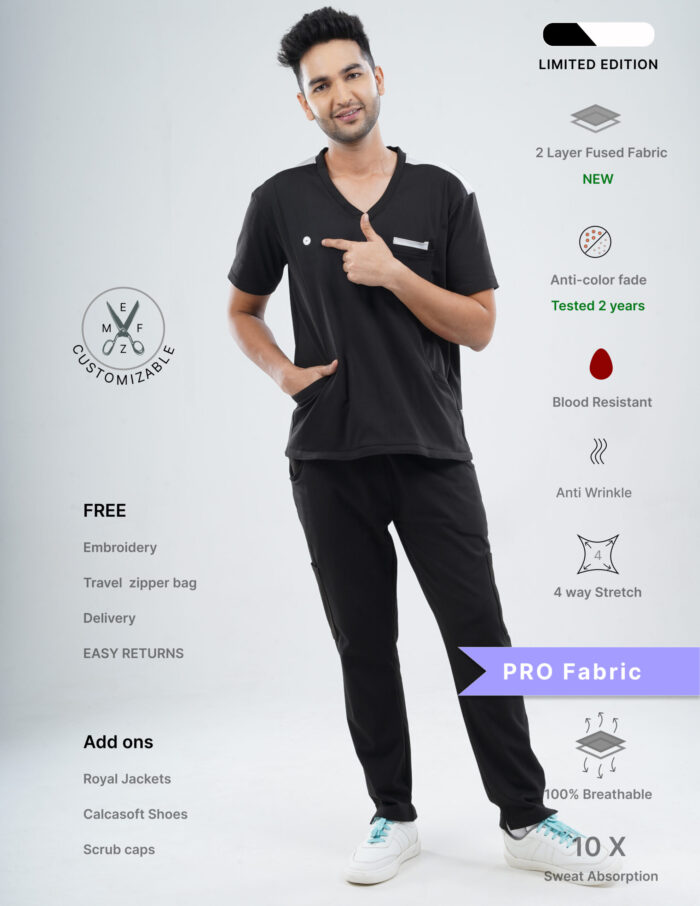 Customizable VANTA BLACK LIMITED EDITION - PRO Fabric / V Neck / Straight Pant / 4 way Stretch(MaleFullset) MKZ138 - Image 1
