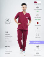 Customizable CARMINE RED LIMTED EDITION - PRO Fabric / V Neck / Straight Pant / 4 way Stretch(MaleFullset) MKZ141