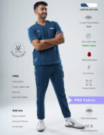 Customizable PRUSSIAN BLUE LIMITED EDITION - PRO Fabric / V Neck / Jogger Pant / 4 way Stretch(MaleFullset) MKZ128