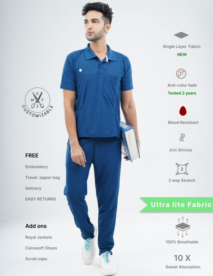 Customizable COSMIC BLUE - Ultra Lite Fabric / Polo Collar / Straight Pant / 2 way Stretch(MaleFullset) MKZ191 - Image 1