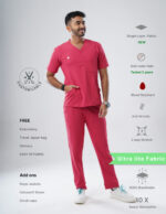 Customizable MELANGE PINK - Ultra Lite Fabric / V Neck / Jogger Pant / 2 way Stretch(MaleFullset) MKZ206