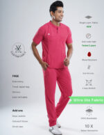 Customizable MELANGE PINK - Ultra Lite Fabric / Mandarin Collar / Straight Pant / 2 way Stretch(MaleFullset) MKZ211