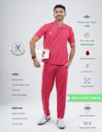 Customizable MELANGE PINK - Ultra Lite Fabric / Polo Collar / Jogger Pant / 2 way Stretch(MaleFullset) MKZ214