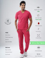 Customizable MELANGE PINK - MLite Fabric / V Neck / Straight Pant / 2 way Stretch(MaleFullset) MKZ207