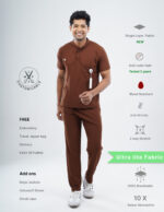 Customizable MOCHA BROWN - Ultra Lite Fabric / Mandarin Collar / Straight Pant / 2 way Stretch(MaleFullset) MKZ223