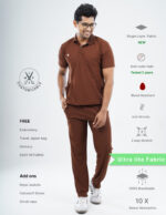 Customizable MOCHA BROWN - Ultra Lite Fabric / Polo Collar / Straight Pant / 2 way Stretch(MaleFullset) MKZ227