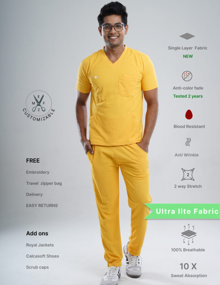 Customizable YEL LOVE - MLite Fabric / V Neck / Straight Pant / 2 way Stretch(MaleFullset) MKZ231 - Image 1