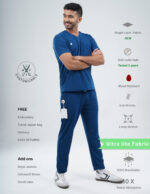 Customizable COSMIC BLUE - Ultra Lite Fabric / V Neck / Jogger Pant / 2 way Stretch(MaleFullset) MKZ182