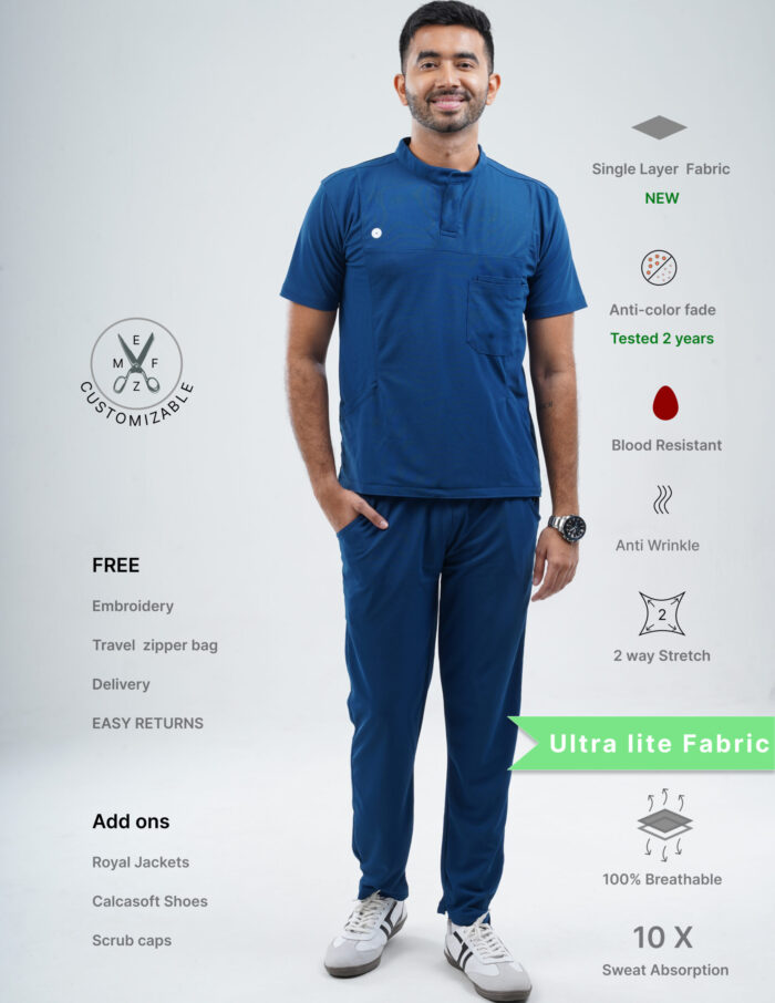 Customizable COSMIC BLUE - Ultra Lite Fabric / Mandarin Collar / Straight Pant / 2 way Stretch(MaleFullset) MKZ187 - Image 1
