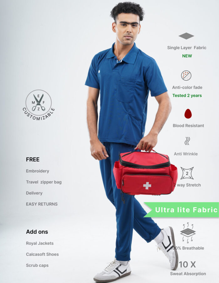 Customizable COSMIC BLUE - Ultra Lite Fabric / Polo Collar / Jogger Pant / 2 way Stretch(MaleFullset) MKZ190 - Image 1