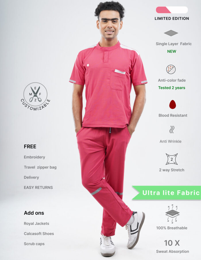 Customizable MELANGE PINK LIMITED EDITION - Ultra Lite Fabric / Mandarin Collar / Straight Pant / 2 way Stretch(MaleFullset) MKZ213 - Image 1