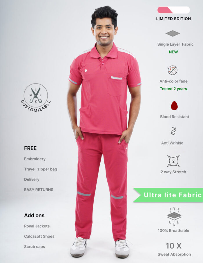 Customizable MELANGE PINK LIMITED EDITION - Ultra Lite Fabric / Polo Collar / Jogger Pant / 2 way Stretch(MaleFullset) MKZ216 - Image 1