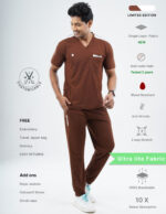Customizable MOCHA BROWN LIMITED EDITION - Ultra Lite Fabric / V Neck / Jogger Pant / 2 way Stretch(MaleFullset) MKZ220