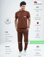 Customizable MOCHA BROWN LIMITED EDITION - Ultra Lite Fabric / Mandarin Collar / Jogger Pant / 2 way Stretch(MaleFullset) MKZ224