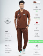 Customizable MOCHA BROWN LIMITED EDITION - Ultra Lite Fabric / V Neck / Straight Pant / 2 way Stretch(MaleFullset) MKZ221