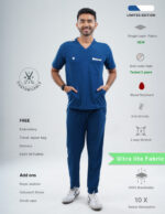 Customizable COSMIC BLUE LIMITED EDITION - Ultra Lite Fabric / V Neck / Jogger Pant / 2 way Stretch(MaleFullset) MKZ184