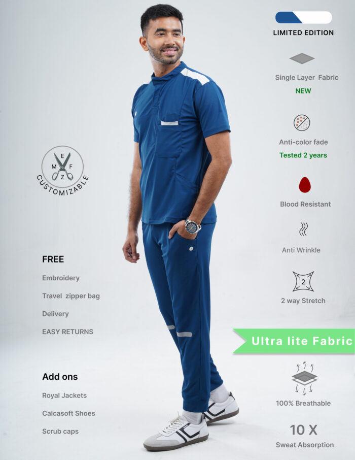 Customizable COSMIC BLUE LIMITED EDITION - Ultra Lite Fabric / Mandarin Collar / Jogger Pant / 2 way Stretch(MaleFullset) MKZ188 - Image 1