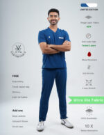 Customizable COSMIC BLUE LIMITED EDITION - MLite Fabric / V Neck / Straight Pant / 2 way Stretch(MaleFullset) MKZ185