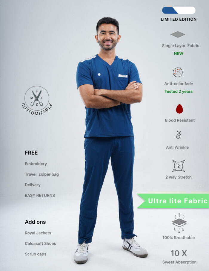 Customizable COSMIC BLUE LIMITED EDITION - MLite Fabric / V Neck / Straight Pant / 2 way Stretch(MaleFullset) MKZ185 - Image 1